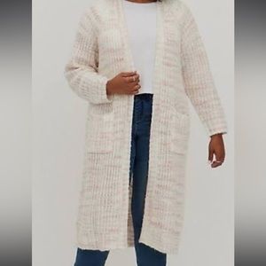 Torrid Pink and White Sweater Duster 5